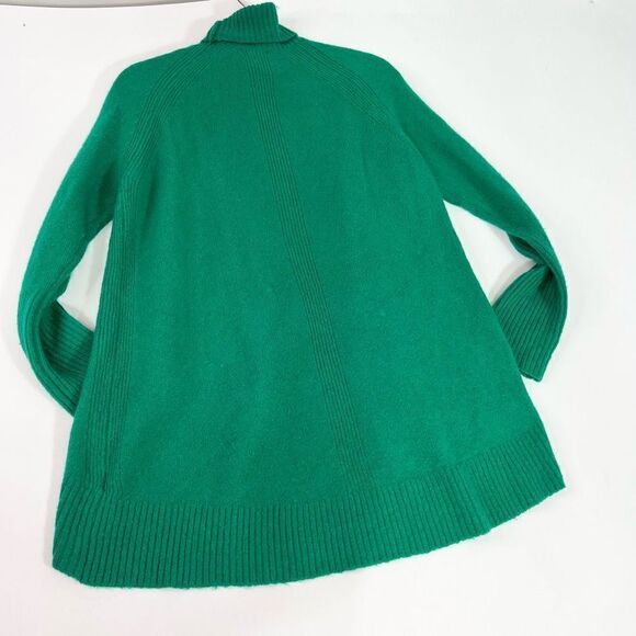 Halogen Wool Blend Sweater Womens Medium Green Turtleneck Raglan Sleeves Hi-Low - Picture 7 of 8